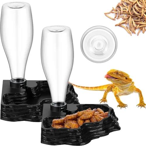 Mumufy Comedero de agua para reptiles, paquete de 2, dispensador automático de agua, 13.5 onzas, para dragón barbudo, terrario, tortuga, geckos, rana