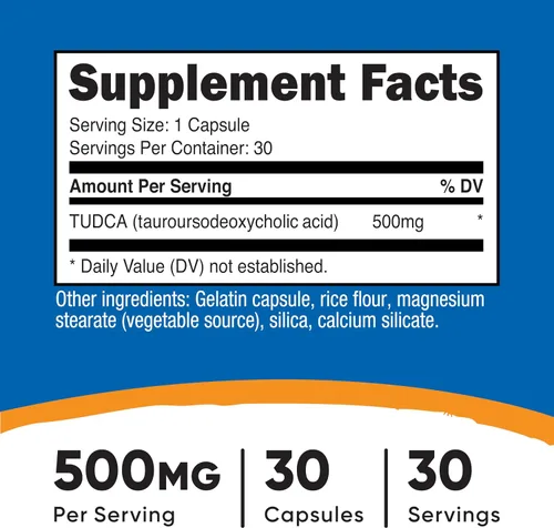 Miniatura 2 de Nutricost Tudca 500 mg, 30 cápsulas (ácido tauroursodesoxicólico) - Calidad premium, sin gluten