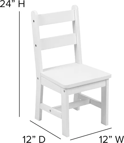Miniatura 6 de Flash Furniture Kyndl - Juego de mesa y silla de madera maciza para niños, sala de juegos, dormitorio, cocina, juego de 3 piezas, color blanco
