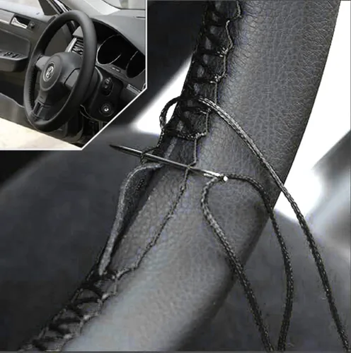 AUTOXBERT Funda de volante de 38 cm/15 pulgadas de piel con costura, funda de volante transpirable y antideslizante para Nissan Qashqai Toyota Camry