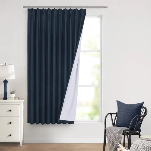 Miniatura 15 de Vision Home Cortinas marrones con pliegues pinzados de bloqueo total, cortinas de ventana de lino mezclado para oscurecimiento de la habitación, 95