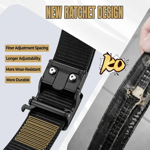 Miniatura 4 de WONDAY Men Gun Belt Concealed Carry 1.5" Rigid Stiff Work CCW EDC Tactical Ratchet Nylon Heavy Duty Belt Holster Tool Battle