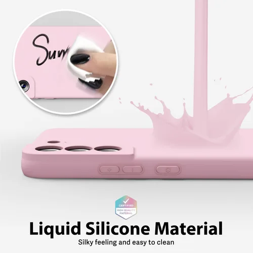 Miniatura 4 de oakxco Funda para teléfono Samsung Galaxy S22 Plus de silicona líquida, linda funda delgada y fina de goma TPU suave lisa de gel para mujeres y Rosa
