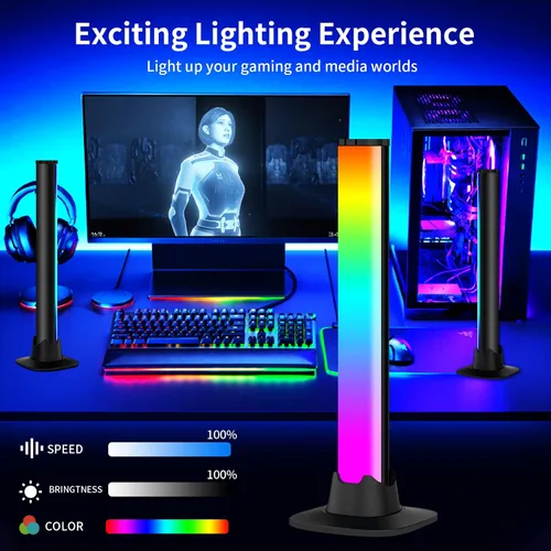 Miniatura 5 de Barra de luz LED inteligente, luces para juegos, iluminación ambiental con modos de escena y modos de música, barras de luz de color Bluetooth
