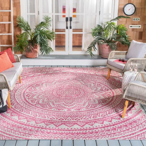 Miniatura 140 de SAFAVIEH Alfombra lavable para exteriores, colección Courtyard - Pasillo de 2.3 x 8 pies, color beige claro y marrón claro, no desprende pelusa