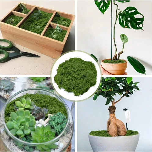 Miniatura 2 de Musgo artificial decorativo de 7 onzas para manualidades, musgo sintético oscuro artificial para centros de mesa de bricolaje, decoración de bodas