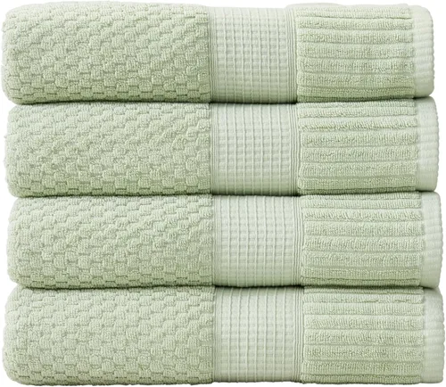 Miniatura 38 de NY Loft Juego de 4 toallas de baño 100% algodón, supersuaves y absorbentes, de secado rápido, 30 x 52 pulgadas, algodón texturizado y duradero