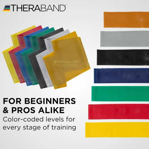 Miniatura 8 de THERABAND Resistance Band Set, Pack of 7 Elastic Bands for Legs, Butt, Arms, & Shoulders, 6 Ft Individual Flat Exercise Bands, Professional Latex