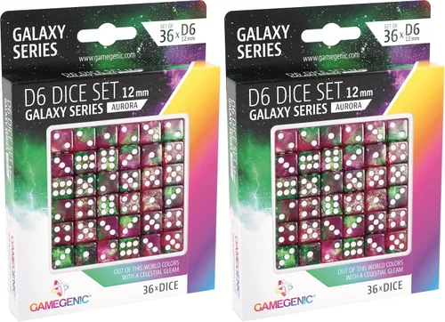 Miniatura 4 de Serie Galaxy - Aurora - D6 Juego de dados 0.472 in (36 piezas)