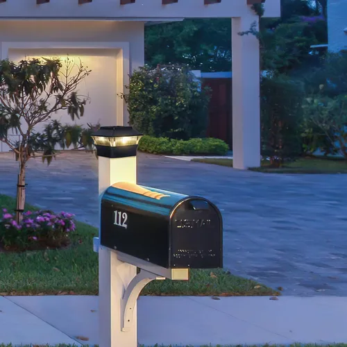 Miniatura 9 de Luces para postes de valla, 25 lúmenes, luz solar para postes de madera, se adapta a postes de madera de 4 x 4 o más grandes con base de 4 x 6, luz