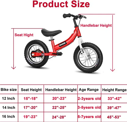 Miniatura 6 de Bicicleta de Equilibrio OHIIK 2 en 1 para Niños de 2 3 4 5 6 7 Años de Edad, Bicicleta de Equilibrio a Pedales, Bicicleta para Niños de 12 14 16 Rojo