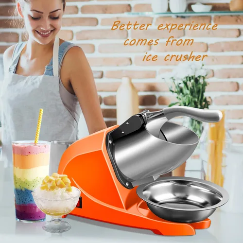 Miniatura 6 de Afeitadora de hielo de 4 cuchillas, máquina de afeitar eléctrica de hielo afeitado, trituradora de hielo de 200 libras/hora con picahielo para uso