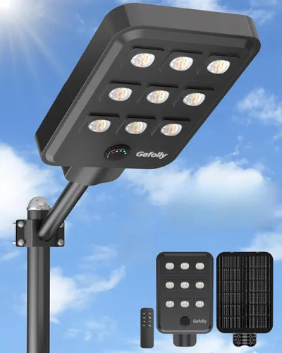 Miniatura 12 de Gefolly G-15000W Luz solar de calle al aire libre, 6500K gran angular luz de estacionamiento comercial del atardecer al amanecer IP67 seguridad