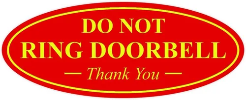 Miniatura 42 de All Quality Cartel de agradecimiento ovalado con texto en inglés «Do not Ring DOORBELL», color negro, pequeño, 1 paquete
