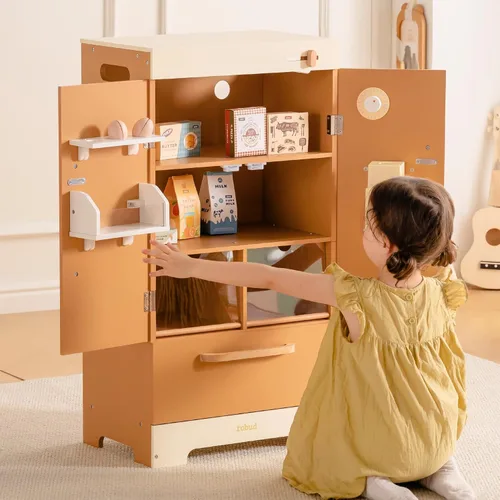Miniatura 3 de ROBUD Cocina de Juguete de Madera Refrigerador, Refrigerador de Cocina de Juguete, Juego de Refrigerador Congelador para Niños con Máquina de Hielo