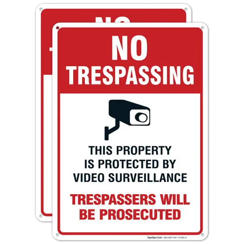 Miniatura 11 de Señal de videovigilancia No Trespassing, cámara de seguridad CCTV, 24 x 30 pulgadas, 3M EGP reflectante aluminio .080, resistente a la decoloración