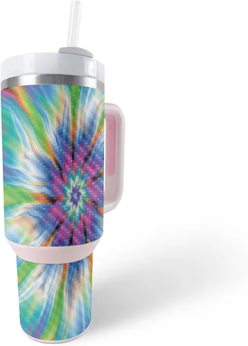 MightySkins - Skin de fibra de carbono compatible con Stanley The Quencher H2.0 FlowState vaso de 40 onzas, vórtice prismático, acabado de fibra de