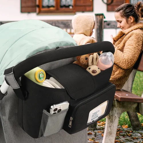 Miniatura 6 de Accmor Organizador universal para cochecito con portavasos aislado, accesorios para bolsa de cochecito, organizador de portavasos para cochecito