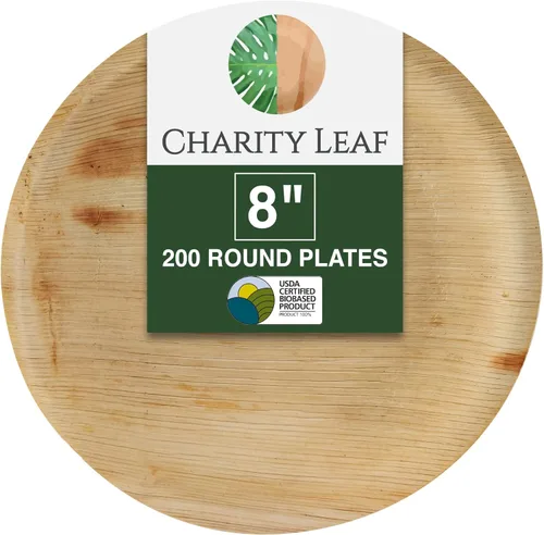 Miniatura 10 de Charity Leaf Platos redondos desechables de hoja de palma de 6 pulgadas (50 piezas) platos para servir como bambú, tablas desechables, vajilla