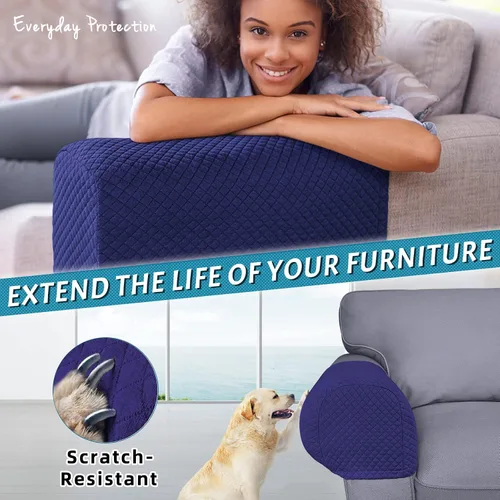 Miniatura 3 de Roytub Fundas para reposabrazos de sofá, fundas elásticas para reposabrazos de sofá, sillón, sofá biplaza, reclinable, funda para reposabrazos