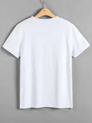 Miniatura 2 de SOLY HUX Camiseta de manga corta con estampado de letras para mujer, camiseta casual de verano