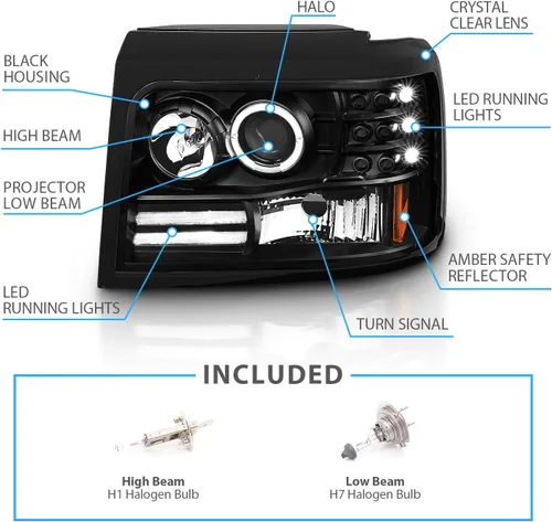 Miniatura 4 de AmeriLite - Conjunto de faros delanteros de proyector LED con barra de halo para Ford F-150/F250/F350/Bronco - Lado derecho del pasajero y lado