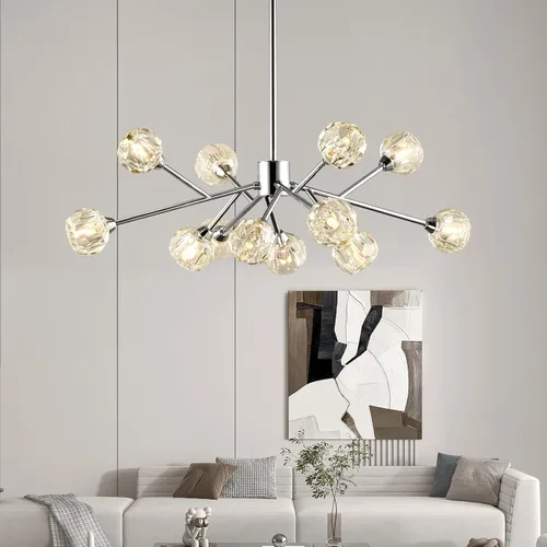 Miniatura 12 de Weesalife Sputnik - Candelabros para comedor sobre mesa, modernos candelabros de cristal, 6 luces negras para sala de estar, dormitorio, isla
