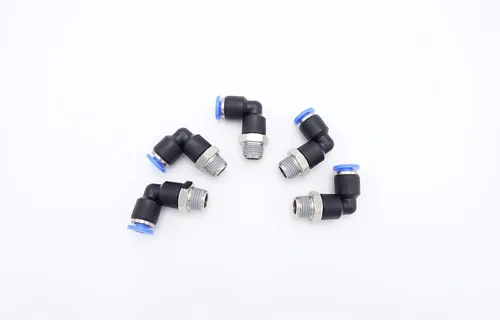 Miniatura 29 de Empuje para conectar conexión de tubo de 1/4" OD x 1/8" rosca NPT macho, codo neumático macho de aire línea de agua de aire de 90 grados codo