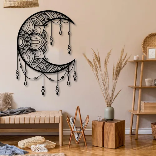 Miniatura 2 de UGJSH Arte de pared de metal, luna creciente de metal, 17 x 24 pulgadas, dorado, arte de pared para decoración del hogar