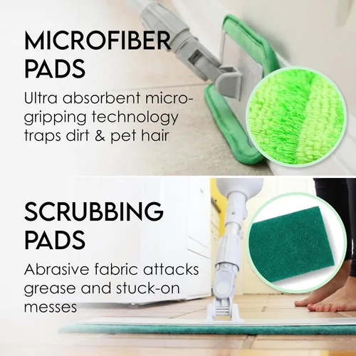 Miniatura 7 de Mopa de microfibra de aleación de aluminio. Incluye 2 almohadillas de microfibra. Para usar en seco o húmedo. Para suelos de madera, azulejos