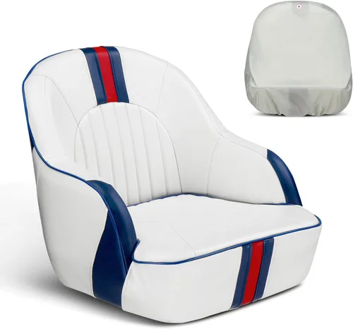 Miniatura 14 de PEXMOR Asiento de barco premium deportivo abatible Asiento de cubo para capitán con funda para asiento de barco, Silla de capitán para barco