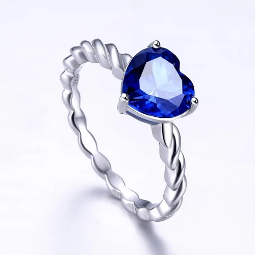 Miniatura 3 de Merthus Anillo de promesa de plata de ley 925 con forma de corazón de imitación de topacio de arco iris místico de 0.315 x 0.315in para ella