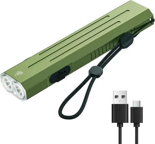 Miniatura 11 de Hoxida Linterna EDC recargable de alto lúmenes, mini linterna de bolsillo con botón estroboscópico táctico, linterna plana pequeña EDC magnética