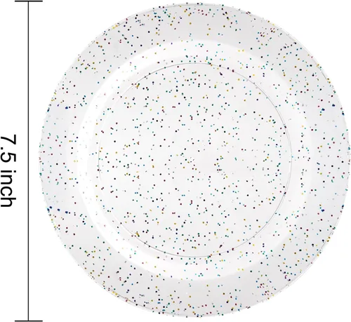 Miniatura 2 de Liacere 100 piezas de platos de plástico con purpurina de colores - transparentes - platos de postre - platos de cena de 7.5 pulgadas con purpurina
