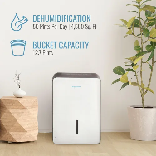 Miniatura 2 de Keystone Energy Star - Deshumidificador portátil de 50 pintas, 115 V, habitaciones extra grandes de hasta 4,500 pies cuadrados con bomba
