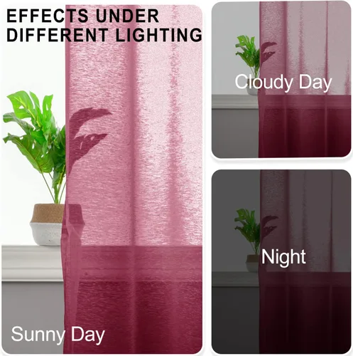 Miniatura 3 de JIUZHEN - Cortinas semitraslúcidas con ojales; para ventana de dormitorio, sala de estar; 46 pulgadas de ancho x 84 pulgadas de largo, set de 2