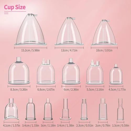 Miniatura 7 de Beauty Star Máquina de ventosas de terapia al vacío, cuerpo multifuncional, espalda, masaje facial, succión ajustable (0-70 cmHg) con 30 tazas y 3