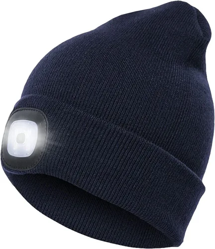CENSGO Gorro unisex con luz LED recargable por USB, regalos para papá, padre, hombres, marido, cálido gorro de punto