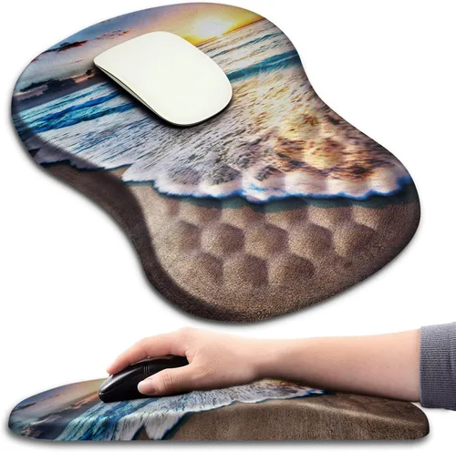 Hokafenle Alfombrilla ergonómica para ratón con soporte para muñeca con diseño de masaje, reposamuñecas para aliviar el dolor, con espuma con