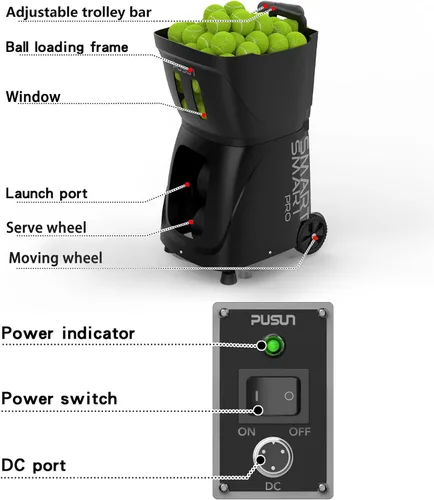Miniatura 7 de Padel-Smart PRO-Professional Padel Ball Machine with Internal Spin Technology - Smart App Control - 100+ Ball Capacity - 4-6 Hour