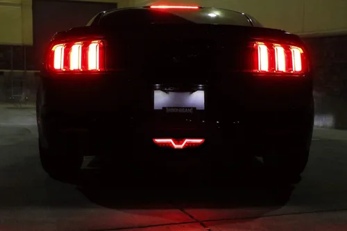 Miniatura 6 de iJDMTOY Foglamp LED trasera de lente ahumada compatible con Ford Mustang 2015-2017, montaje de luz trasera LED roja completa funciona como luz