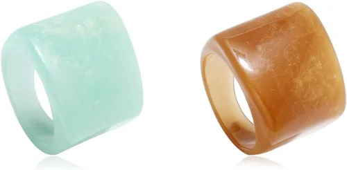 Anillos gruesos de resina multicolor, anillos de resina acrílica, anillos exagerados para nudillos, anillos geométricos con dije simple, joyería de