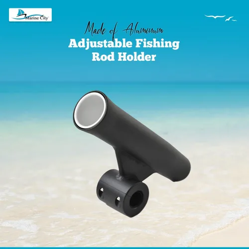 Miniatura 2 de MARINE CITY Adjustable Fishing Rod Holders, Black Aluminum, Durable & Corrosion-Resistant, Fits 7/8"-1" Rails, 10" Length, with White Vinyl Inserts
