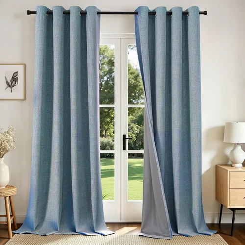 Miniatura 23 de Joydeco Cortinas opacas de 84 pulgadas de largo, 2 paneles burg, cortinas de oscurecimiento de habitación para dormitorio, cortinas térmicas Negro