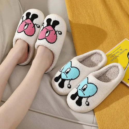 Miniatura 6 de Qubuwalk Christmas Elk Slippers Bad Cute Bunny Slippers Warm Fuzzy Slippers Cozy House Slippers for Women Men Slip-on Indoor Outdoor Slippers