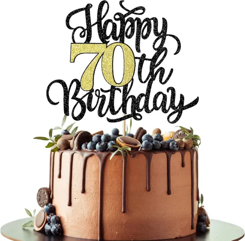 Miniatura 16 de Decoración para tarta de cumpleaños número 100, decoración de pastel de cumpleaños con purpurina negra y dorada, suministros de decoración de 100