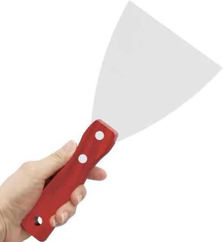 Miniatura 5 de Cuchillo de masilla, herramienta raspadora de acero inoxidable de 4 pulgadas, cuchillos de metal con mango de madera para paneles de yeso