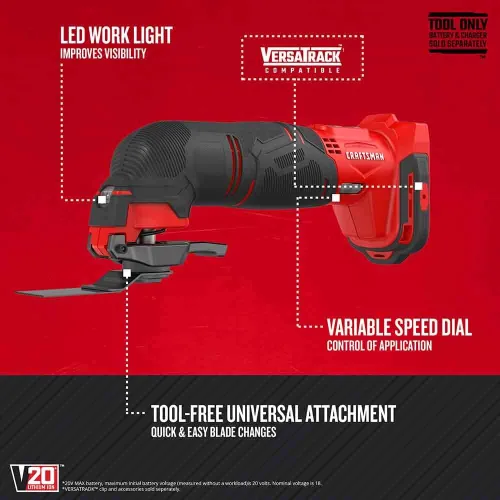 Miniatura 2 de CRAFTSMAN Herramienta oscilante V20* inalámbrica, solo herramienta (CMCE500B)