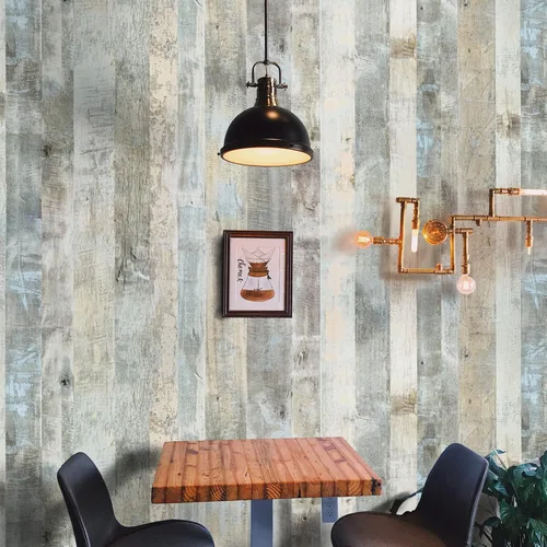 Miniatura 2 de Sevalo Papel de contacto de madera Shiplap para despegar y pegar, 15.7 pulgadas de ancho, 78.7 pulgadas de largo, papel de contacto de grano