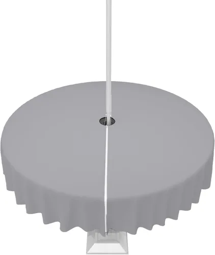Miniatura 53 de QueenKer Mantel de exterior verde oliva con agujero para sombrilla y cremallera, mantel de color sólido para mesas cuadradas, colección de mesa